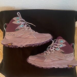 Hoka Mauve and Burgundy Hiking Boots